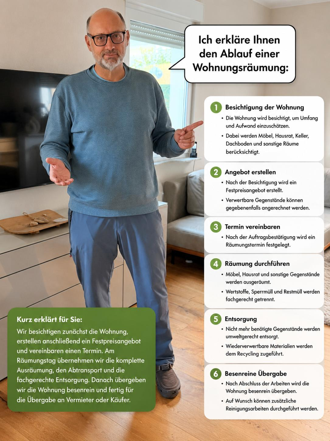 Wolfram Plank erklärt in sechs Schritten den Ablauf einer Wohnungsräumung